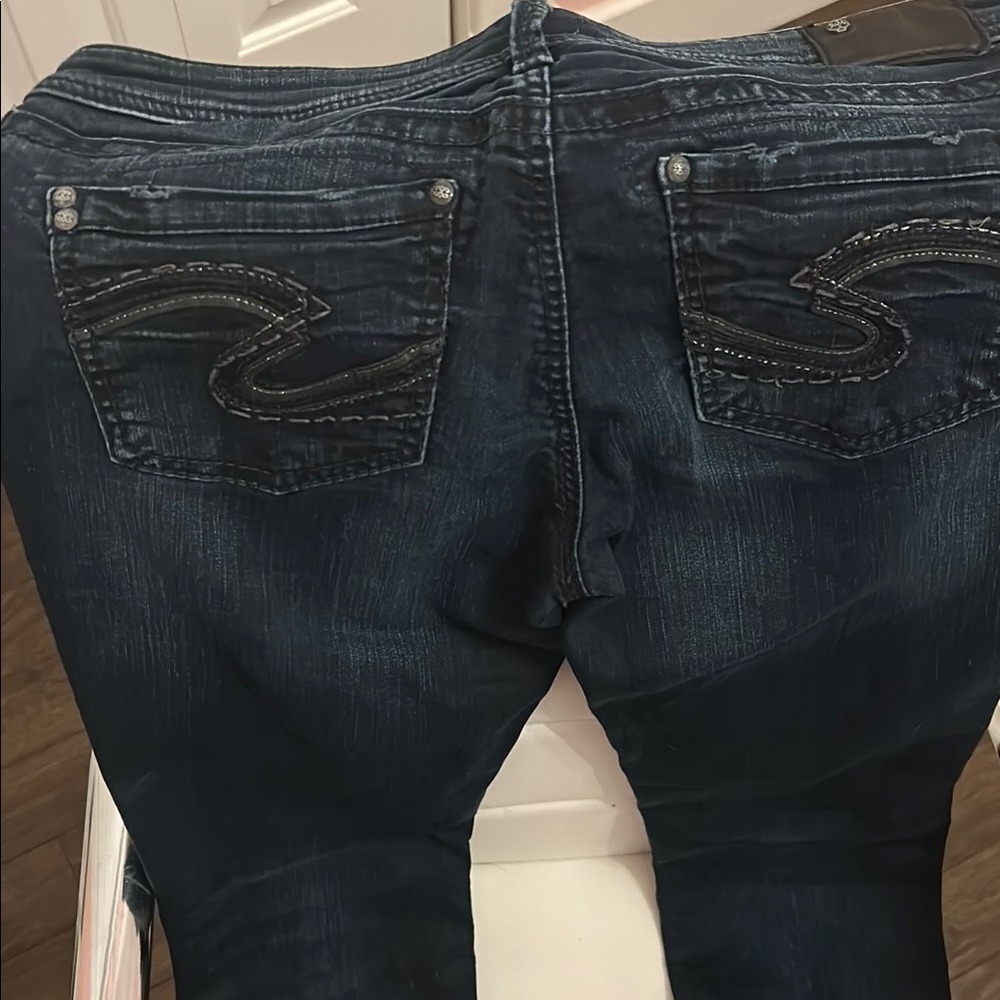Silver Jeans Blue Boot Cut Denim with Wave Embroidery